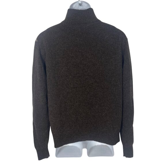 J Crew Argyle Full Zip Lambs Wool Sweater Mens Large Brown Preppy Grandpa - Picture 3 of 12